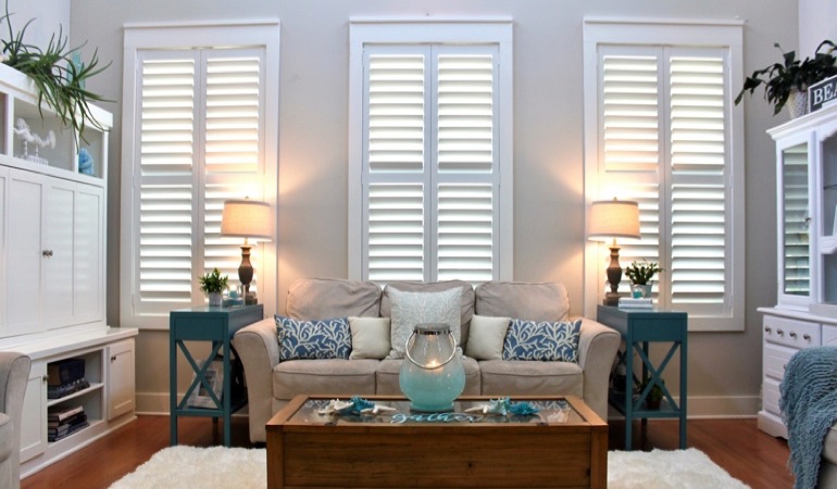 Chicago designer house with plantation shutters 